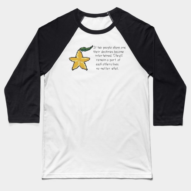 Kingdom Hearts Paopu Fruit Quote Cross Stitch Baseball T-Shirt by inotyler